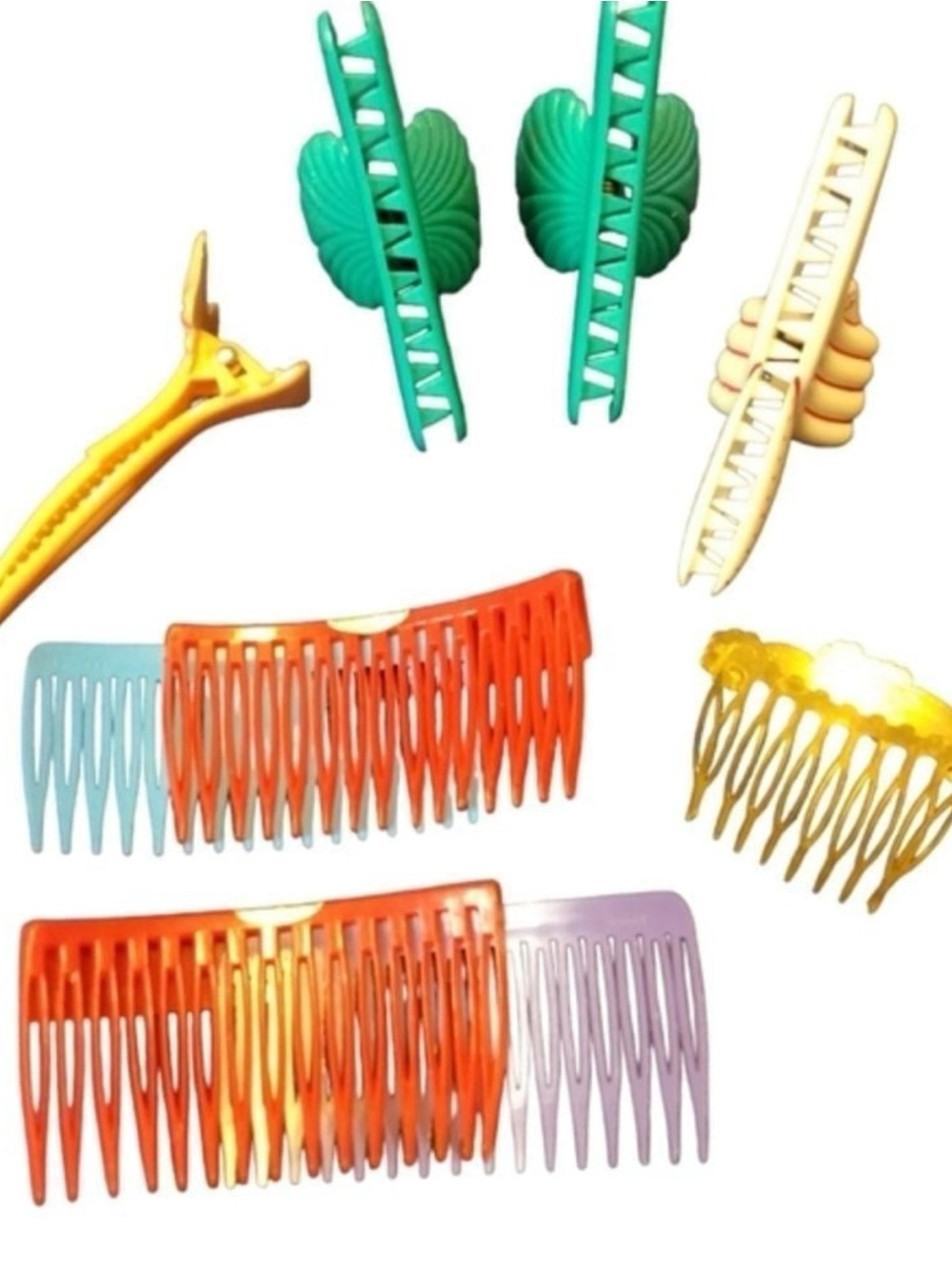 Assorted Colorful Vintage Hair Combs and Clips - Picture 2 of 8